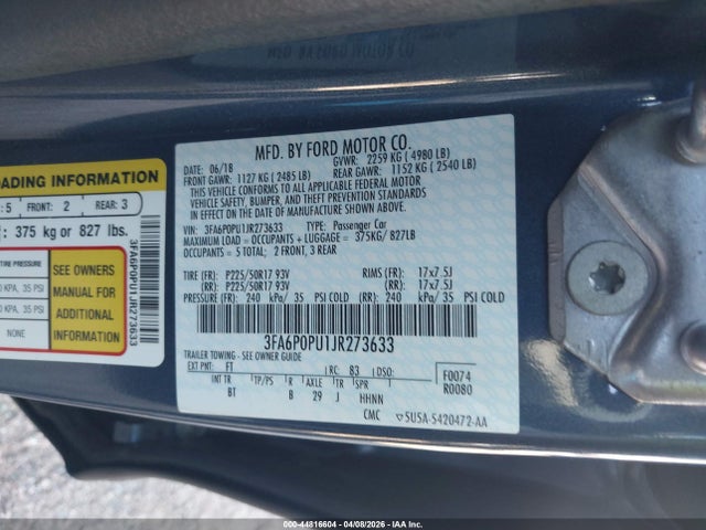 Ford Fusion Energi Se Luxury 2018 3FA6P0PU1JR273633 Image 9