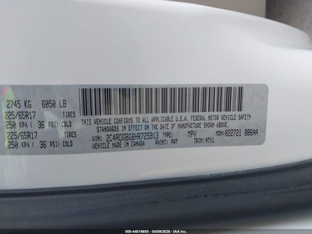 2017 DODGE GRAND CARAVAN 2C4RDGBG8HR725913 Photo 8