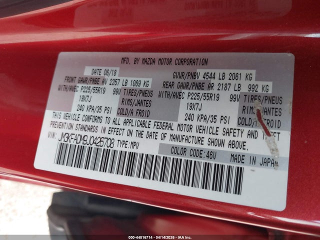 Продаж на аукціоні авто 2018 Mazda Cx-5 Grand Touring, vin: JM3KFADM9J0426708, номер лоту: 44816714