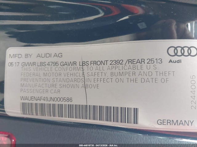 WAUENAF49JN000586 Audi A4 2.0t Premium/2.0t Tech Premium