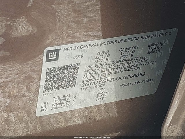 3GCUYGEDXKG256059 Chevrolet Silverado 1500 Ltz