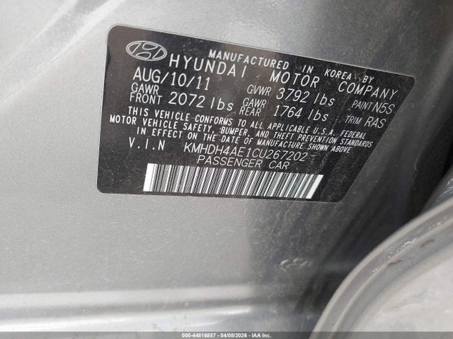 2012 Hyundai Elantra Gls (ulsan Plant) მანქანა იყიდება აუქციონზე, vin: KMHDH4AE1CU267202, აუქციონის ნომერი: 44816857