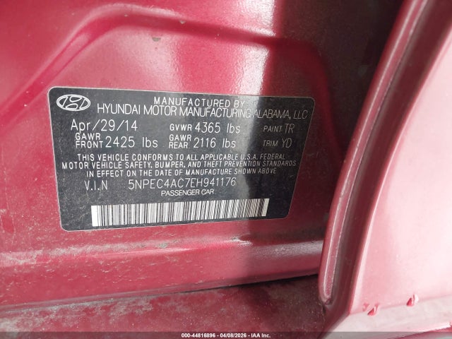 Продаж на аукціоні авто 2014 Hyundai Sonata Limited, vin: 5NPEC4AC7EH941176, номер лоту: 44816896