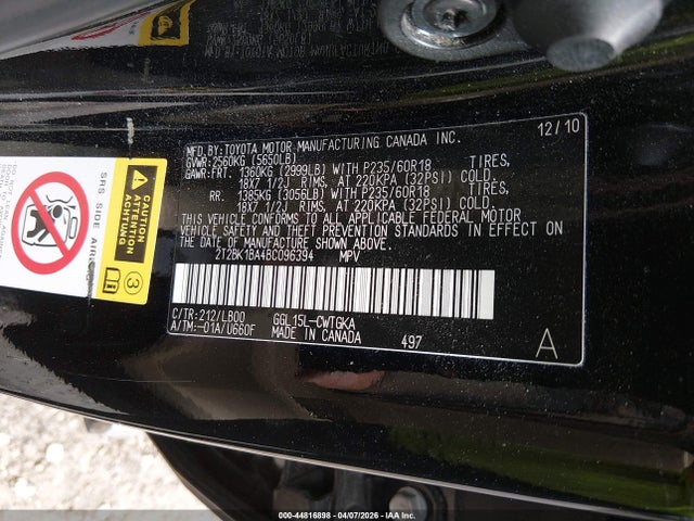 Aukcja sprzedaży 2011 Lexus Rx 350, vin: 2T2BK1BA4BC096394, numer aukcji: 44816898