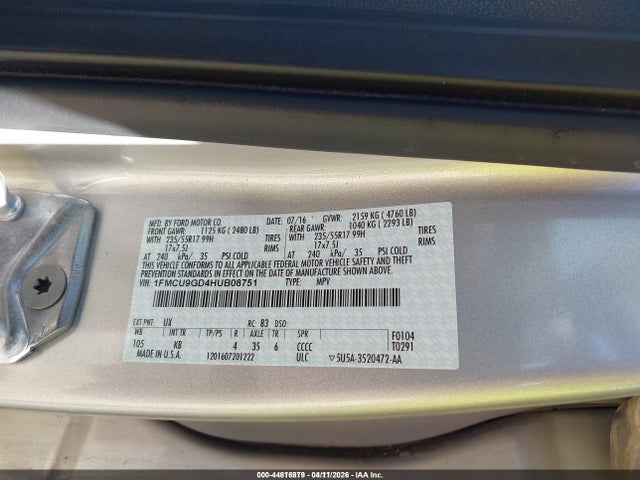 2017 FORD ESCAPE 1FMCU9GD4HUB08751 Photo 8