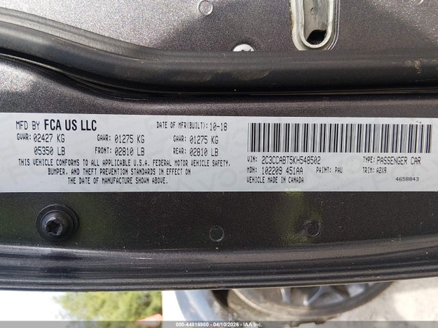 Продаж на аукціоні авто 2019 Chrysler 300 300s, vin: 2C3CCABT5KH548502, номер лоту: 44816980