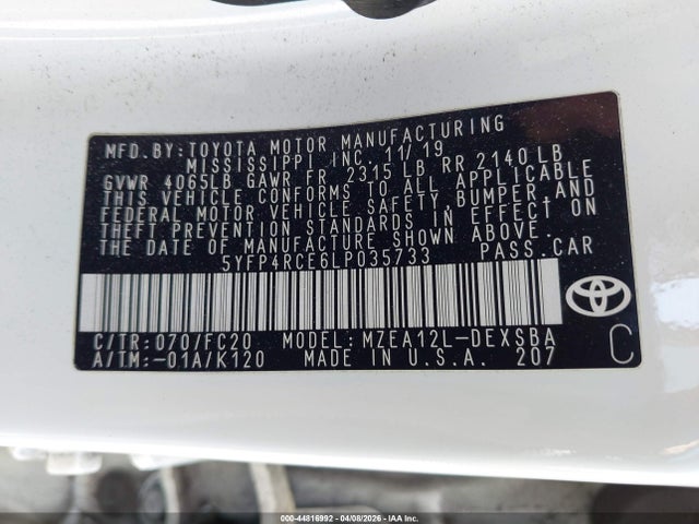 Toyota COROLLA SE 2020 5YFP4RCE6LP035733 Image 9