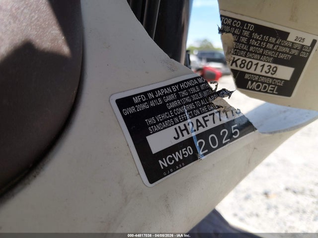 44817038 :رقم المزاد ، JH2AF7711SK801139 vin ، 2025 Honda Ncw50 مزاد بيع