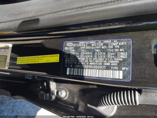2022 Hyundai Kona Se მანქანა იყიდება აუქციონზე, vin: KM8K22AB9NU866905, აუქციონის ნომერი: 44817081