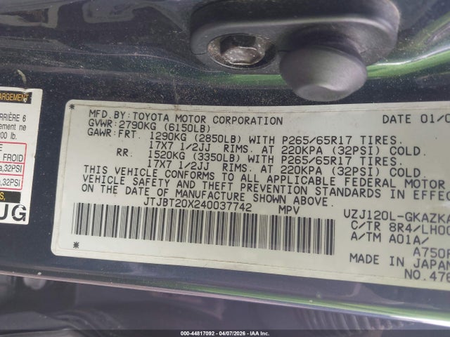 2004 LEXUS GX 470 JTJBT20X240037742 Photo 8