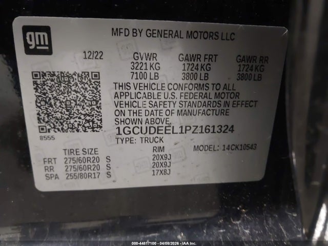 2023 Chevrolet Silverado 1500 4wd  Short Bed Rst მანქანა იყიდება აუქციონზე, vin: 1GCUDEEL1PZ161324, აუქციონის ნომერი: 44817100