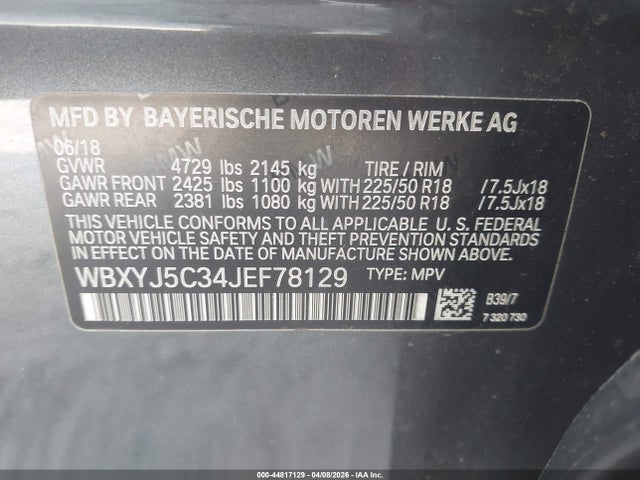 Auction sale of the 2018 Bmw X2 Xdrive28i, vin: WBXYJ5C34JEF78129, lot number: 44817129