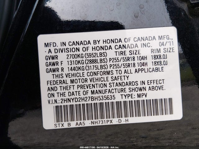 2011 ACURA MDX 2HNYD2H27BH535635 Photo 8