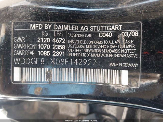 Продаж на аукціоні авто 2008 Mercedes-benz C 300 Luxury 4matic/sport 4matic, vin: WDDGF81X08F142922, номер лоту: 44817223