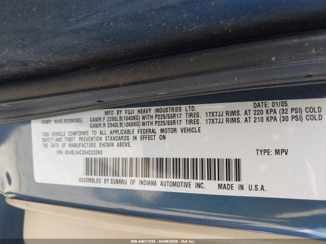 Продаж на аукціоні авто 2005 Subaru Outback 3.0r, vin: 4S4BL84CX54222060, номер лоту: 44817235