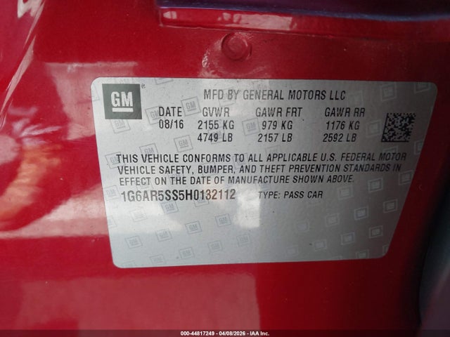 Продаж на аукціоні авто 2017 Cadillac Cts Luxury, vin: 1G6AR5SS5H0132112, номер лоту: 44817249