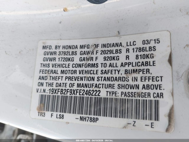 Honda Civic Ex-l 2015 19XFB2F9XFE246222 Image 9