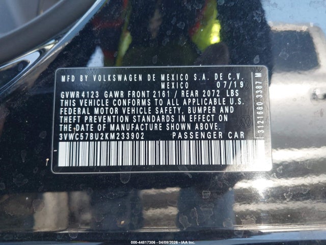 Продаж на аукціоні авто 2019 Volkswagen Jetta 1.4t R-line/1.4t S/1.4t Se, vin: 3VWC57BU2KM233902, номер лоту: 44817306