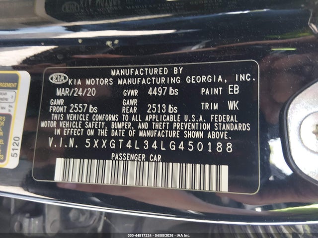 Продаж на аукціоні авто 2020 Kia Optima Lx, vin: 5XXGT4L34LG450188, номер лоту: 44817324