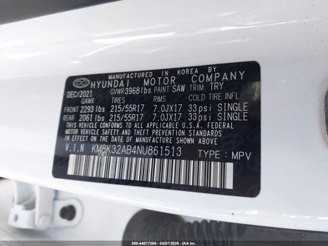 KM8K32AB4NU861513 Hyundai Kona Sel