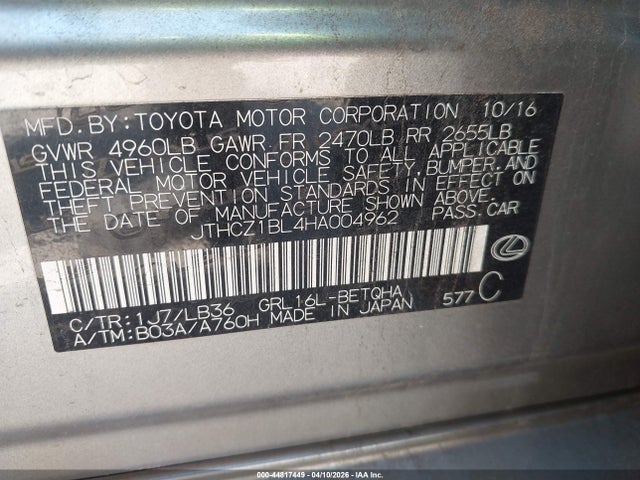 Продажа на аукционе авто 2017 Lexus Gs 350 F Sport, vin: JTHCZ1BL4HA004962, номер лота: 44817449