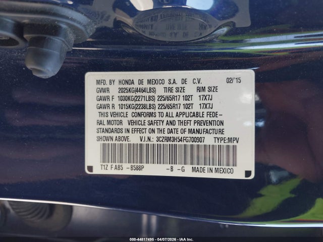 Honda CR-V EX 2015 3CZRM3H54FG700907 Image 9