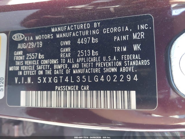 5XXGT4L35LG402294 KIA Optima Lx