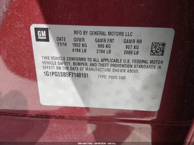 Продаж на аукціоні авто 2015 Chevrolet Cruze Ltz, vin: 1G1PG5SB5F7148191, номер лоту: 44817542