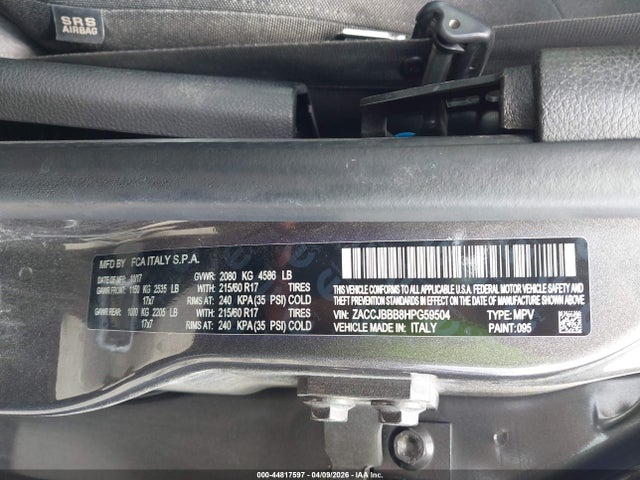 Auction sale of the 2017 Jeep Renegade Latitude 4x4, vin: ZACCJBBB8HPG59504, lot number: 44817597