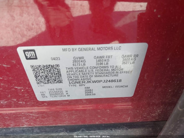2023 Chevrolet Traverse Fwd Rs მანქანა იყიდება აუქციონზე, vin: 1GNERJKW0PJ248618, აუქციონის ნომერი: 44817640