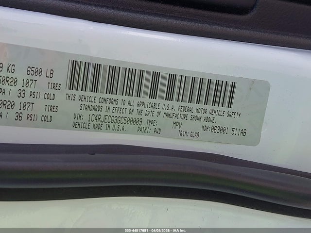 Продажа на аукционе авто 2016 Jeep Grand Cherokee Overland, vin: 1C4RJECG3GC500009, номер лота: 44817691