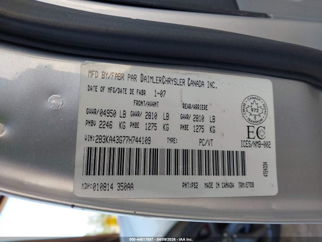 Продажа на аукционе авто 2007 Dodge Charger, vin: 2B3KA43G77H744109, номер лота: 44817697