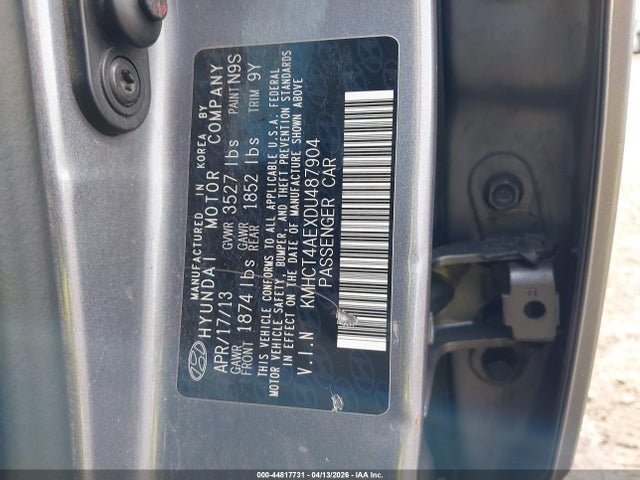 Aukcja sprzedaży 2013 Hyundai Accent Gls, vin: KMHCT4AEXDU487904, numer aukcji: 44817731