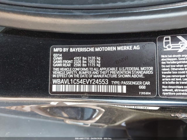 Продаж на аукціоні авто 2014 Bmw X1 Xdrive28i, vin: WBAVL1C54EVY24553, номер лоту: 44817732