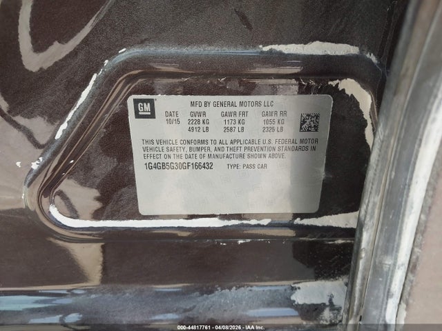 44817761 :رقم المزاد ، 1G4GB5G30GF166432 vin ، 2016 Buick Lacrosse Leather مزاد بيع