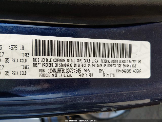 Aukcja sprzedaży 2016 Jeep Patriot Latitude, vin: 1C4NJRFB1GD724945, numer aukcji: 44817765