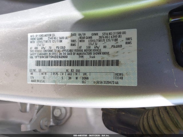 1FT8W3BT5KEE92900 Ford F-350 Xl