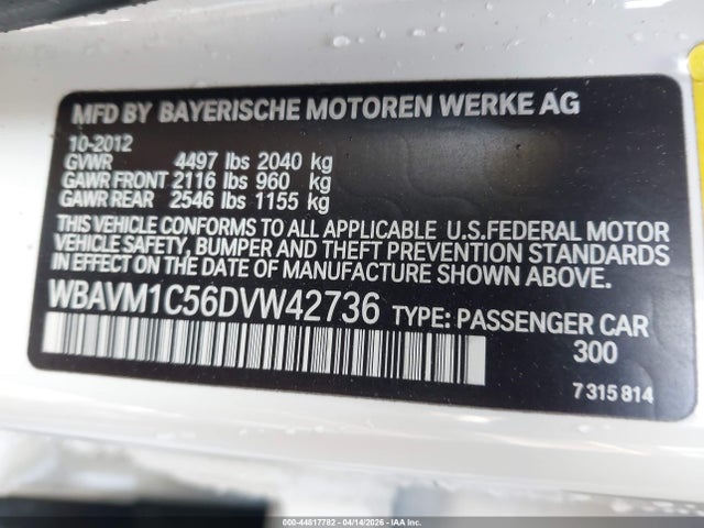 Продаж на аукціоні авто 2013 Bmw X1 Sdrive28i, vin: WBAVM1C56DVW42736, номер лоту: 44817782