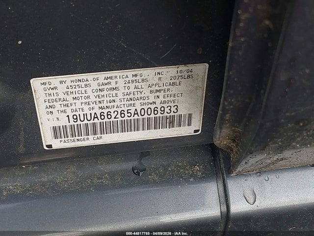 2005 ACURA TL 19UUA66265A006933 Photo 8