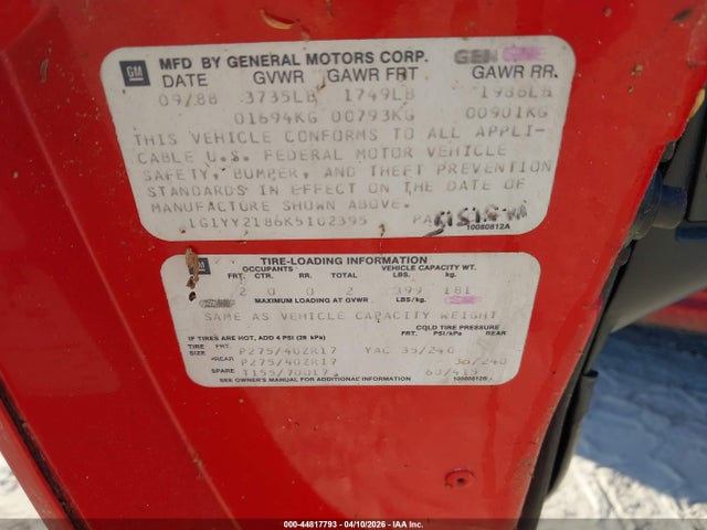 1989 CHEVROLET CORVETTE 1G1YY2186K5102395 Photo 8