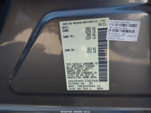2015 NISSAN LEAF 1N4AZ0CPXFC330566 Photo 8