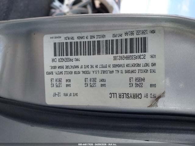 44817826 :رقم المزاد ، 2C3KA53G88H202186 vin ، 2008 Chrysler 300 Touring مزاد بيع