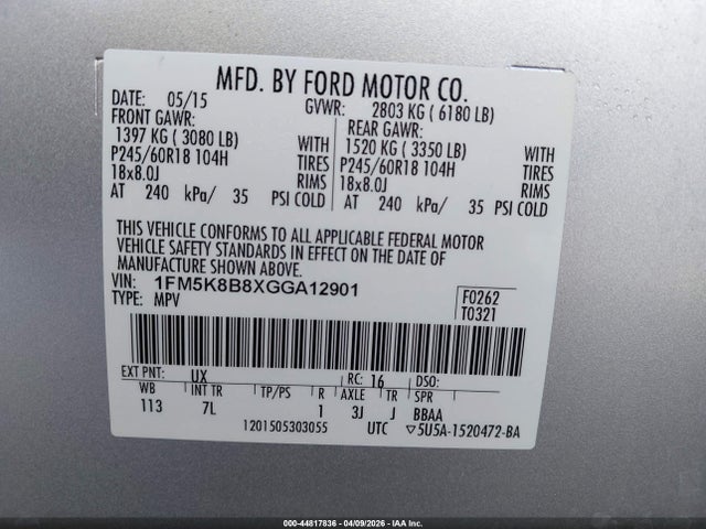 1FM5K8B8XGGA12901 Ford Explorer