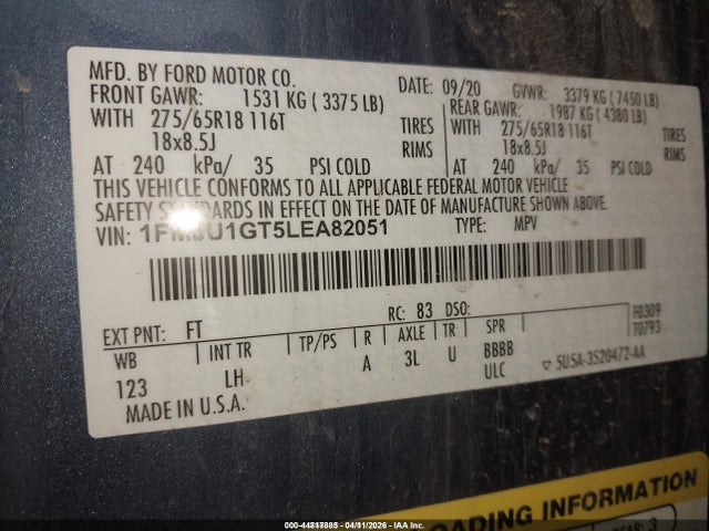 1FMJU1GT5LEA82051 Ford Expedition Xl