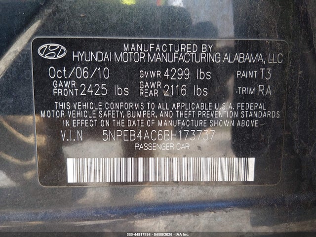 2011 HYUNDAI SONATA 5NPEB4AC6BH173737 Photo 8