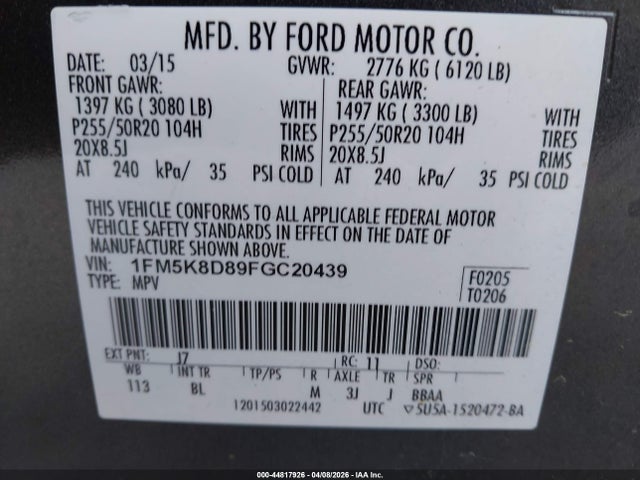 2015 FORD EXPLORER 1FM5K8D89FGC20439 Photo 8