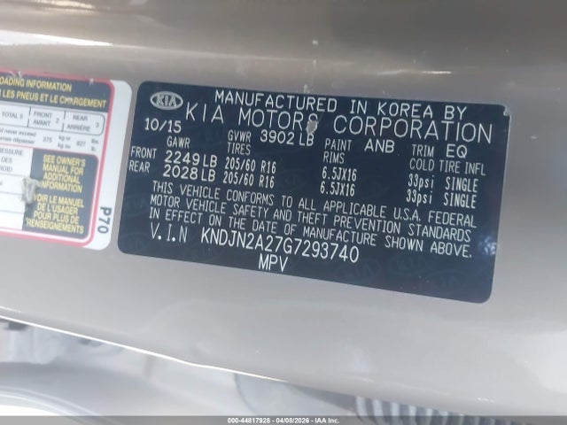 KNDJN2A27G7293740 KIA Soul