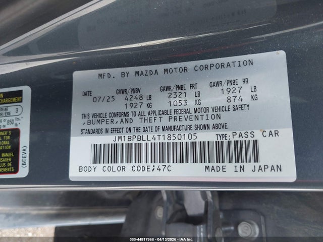 Продажа на аукционе авто 2026 Mazda Mazda3 2.5 S Carbon Edition, vin: JM1BPBLL4T1850105, номер лота: 44817968