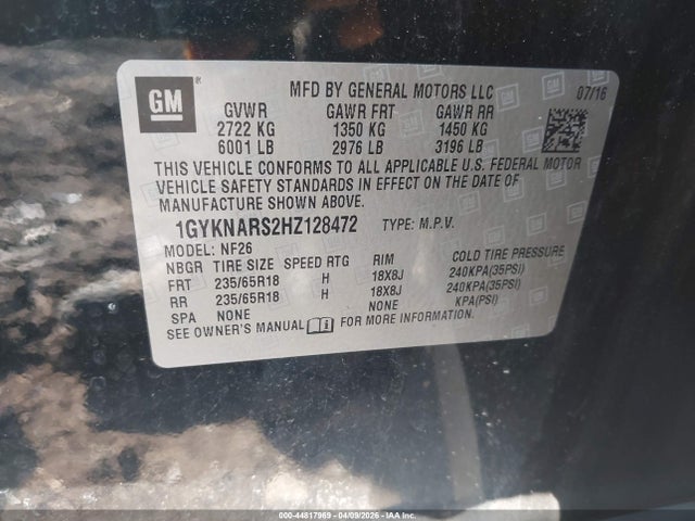 Aukcja sprzedaży 2017 Cadillac Xt5 Standard, vin: 1GYKNARS2HZ128472, numer aukcji: 44817969