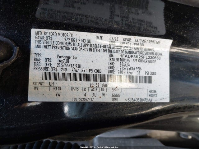 2015 FORD FOCUS 1FADP3K25FL230658 Photo 8